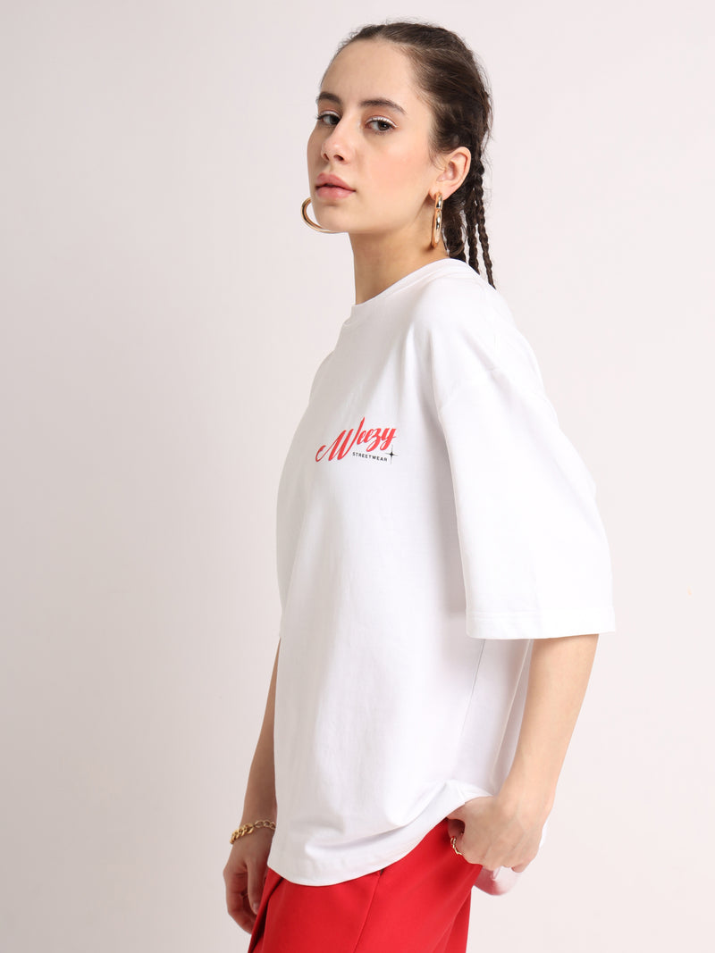 White Smokin Hot Oversized T-Shirt Side view | Weezy