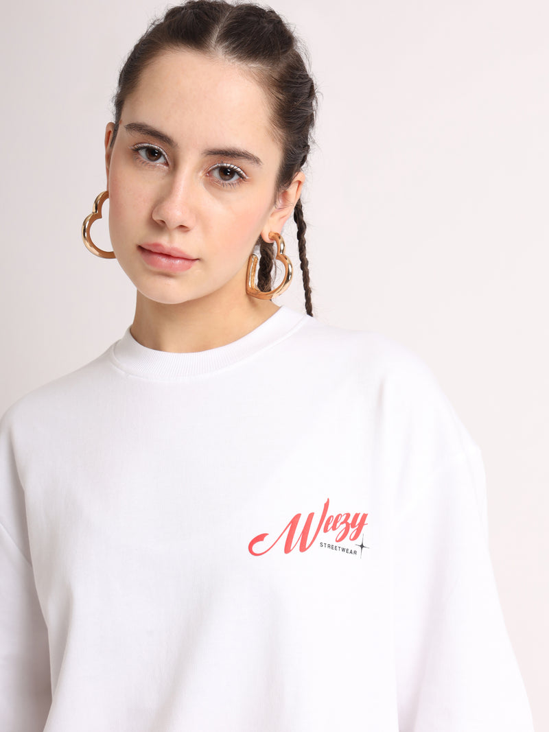 White Smokin Hot Oversized T-Shirt Model view | Weezy