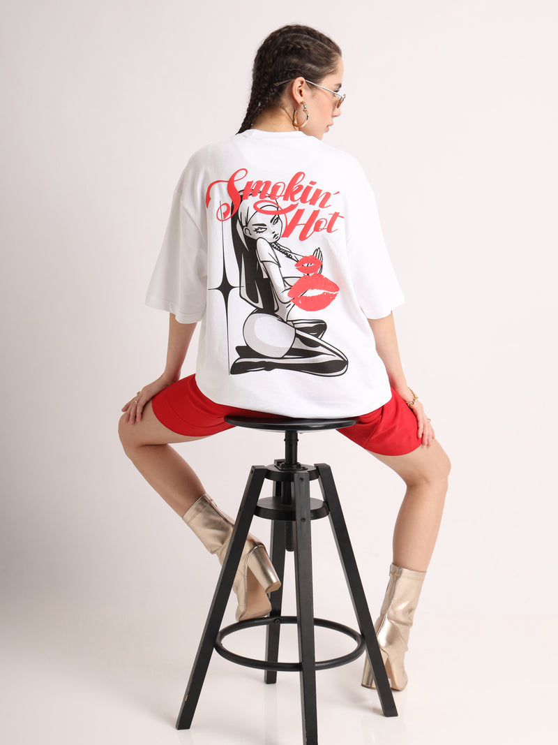 White Smokin Hot Oversized T-Shirt Detail view | Weezy