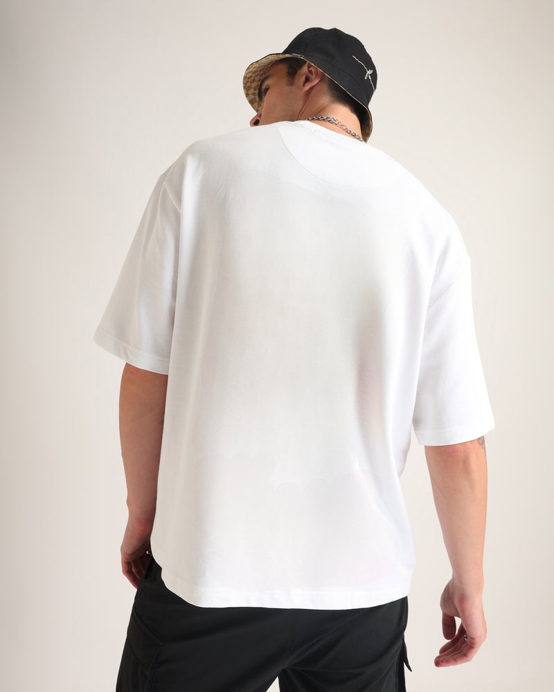 White Premium Oversized T-shirt Back view | Weezy