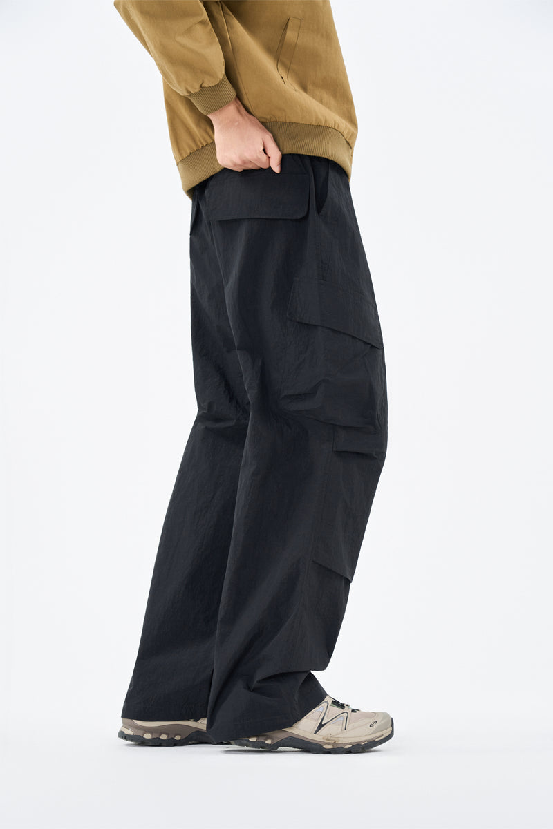 Jet Black Utility Cargo Pants Back view | Weezy