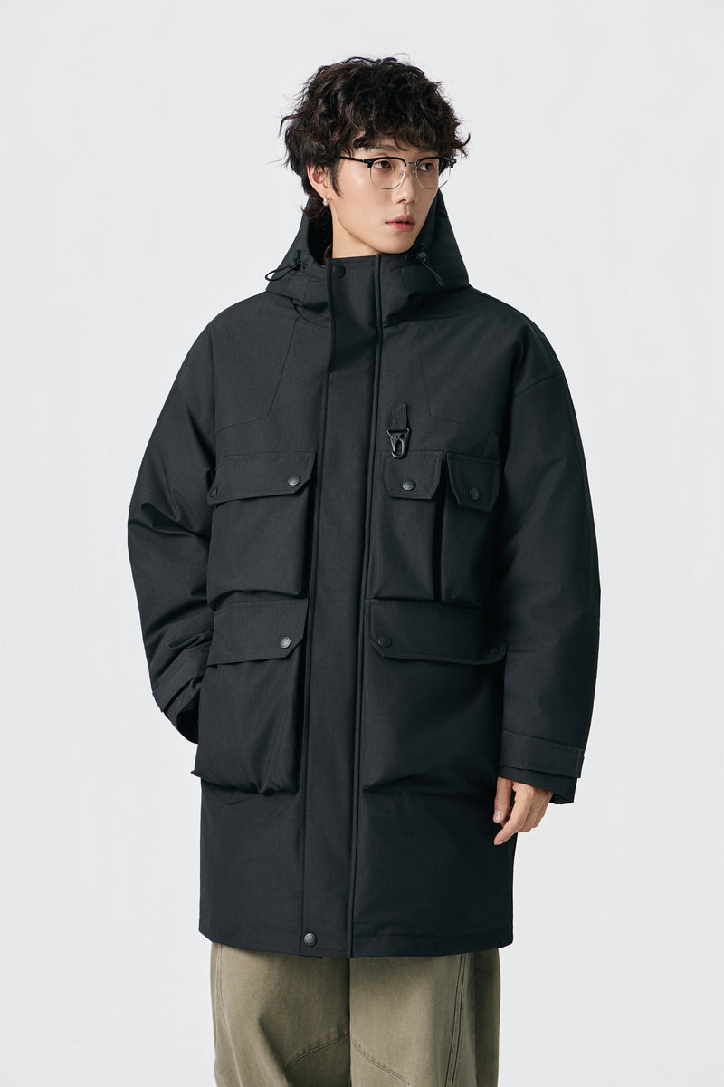 Jet Black Ridge Utility Parka Detail view | Weezy