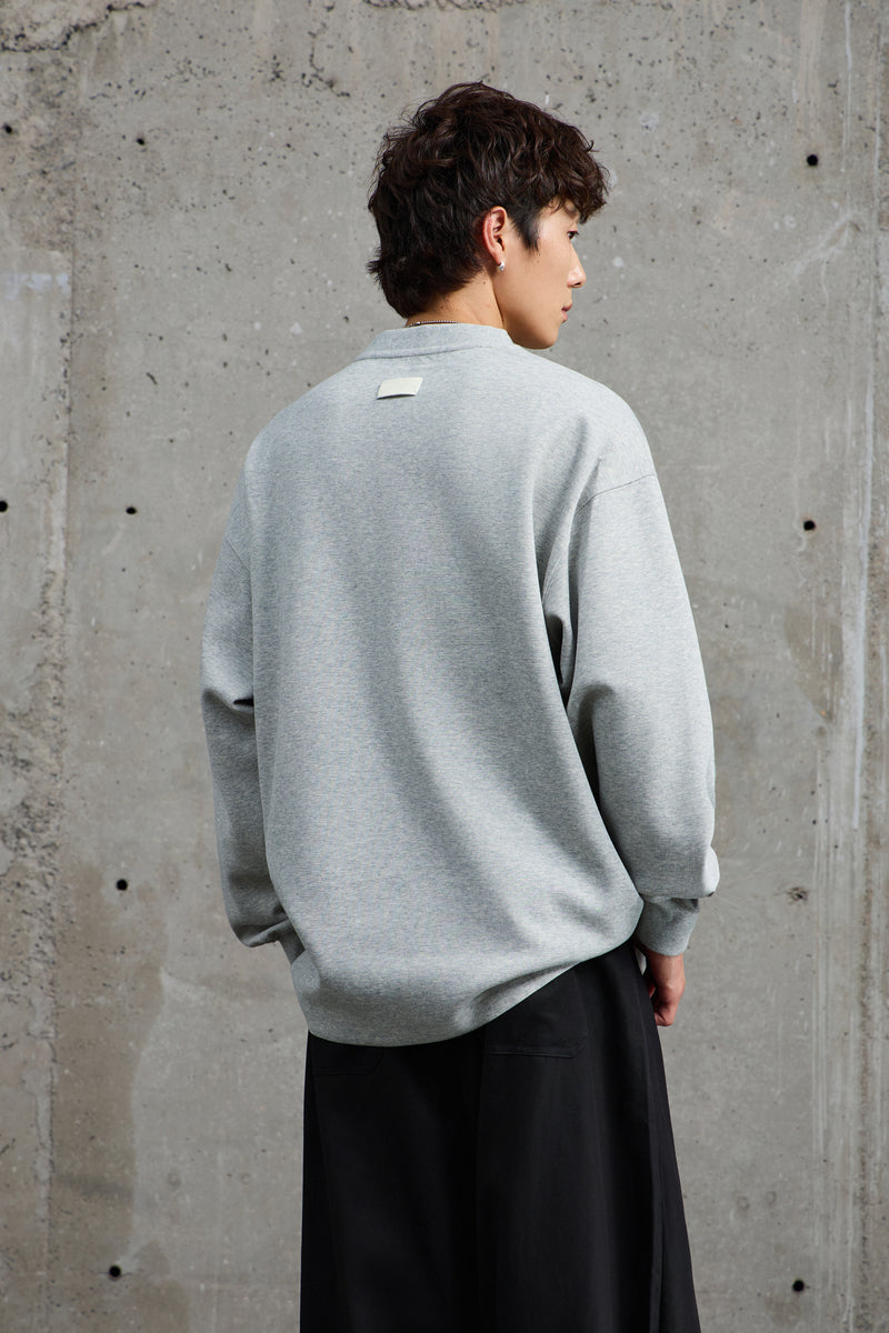 Unisex Grey Pullover With Button Accents Side view | Weezy