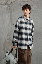 Black & White Plaid Flannel Overshirt Detail view | Weezy