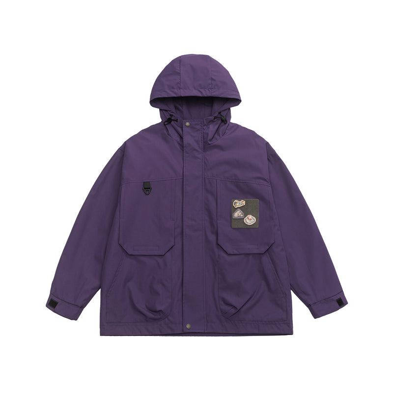Purple Hooded Cargo Jacket Model view | Weezy
