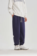 Navy Blue Embroidered Sweatpants View 9 | Weezy