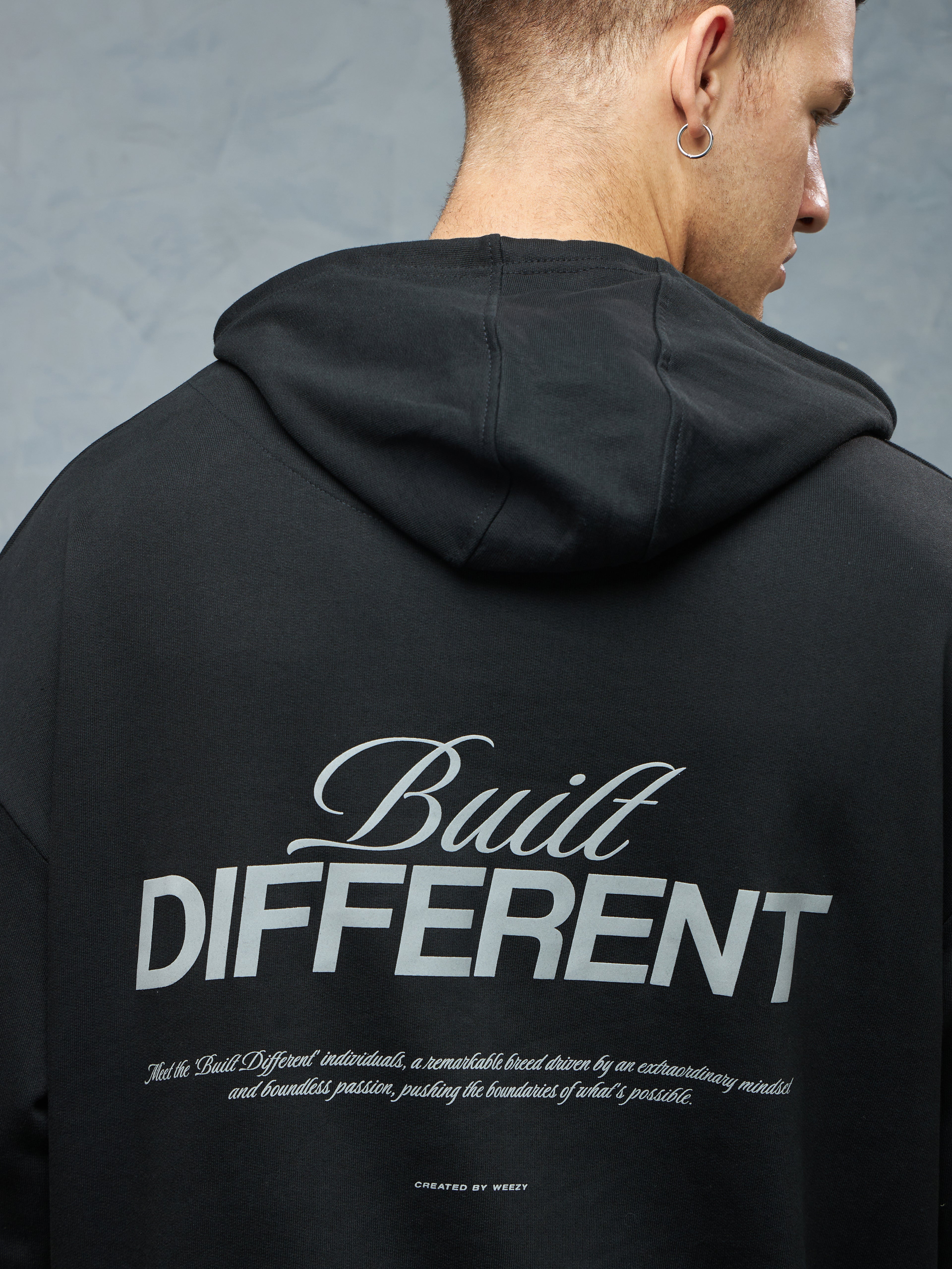Jet Black Built Different Hoodie