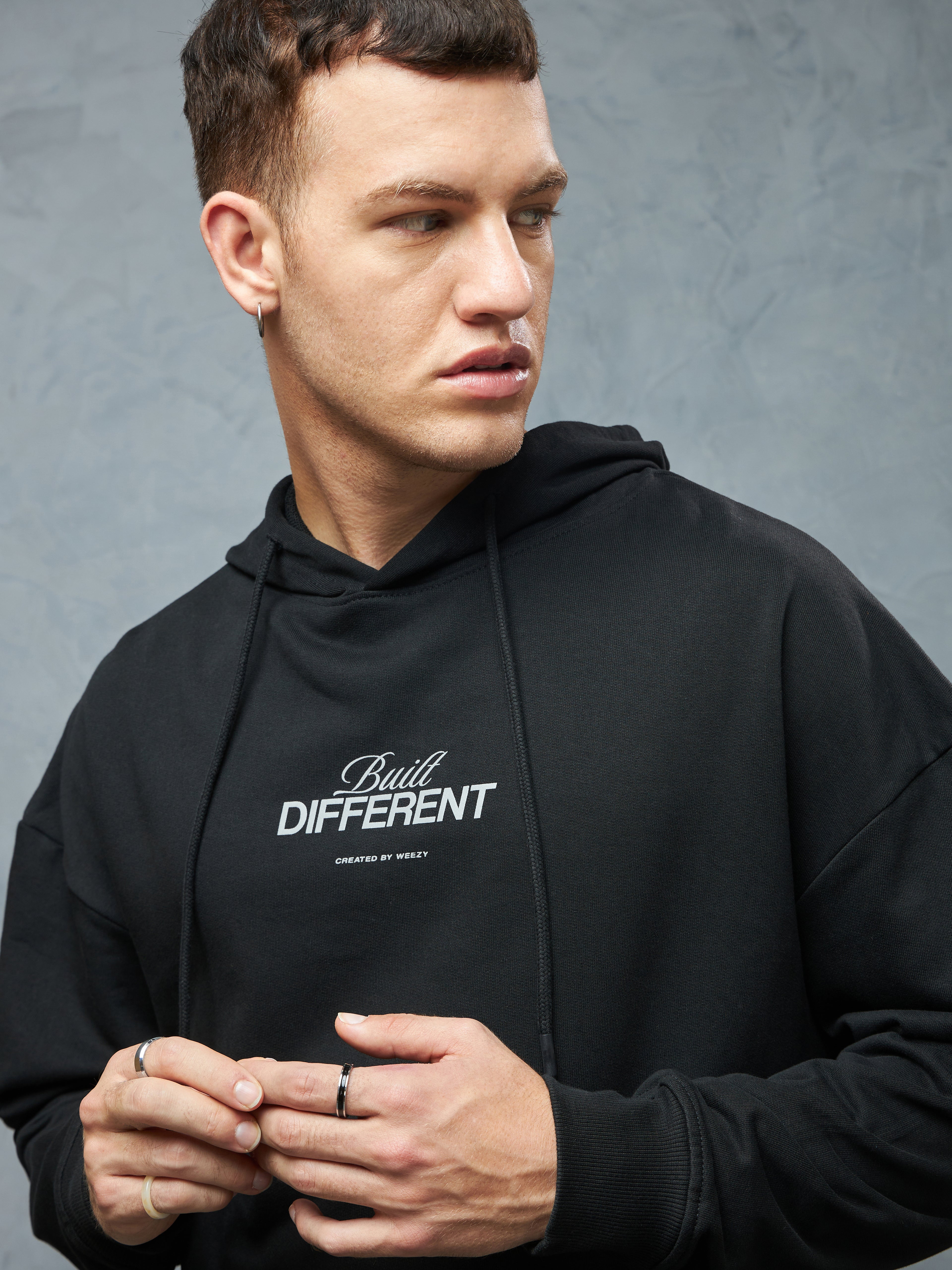 Jet Black Built Different Hoodie