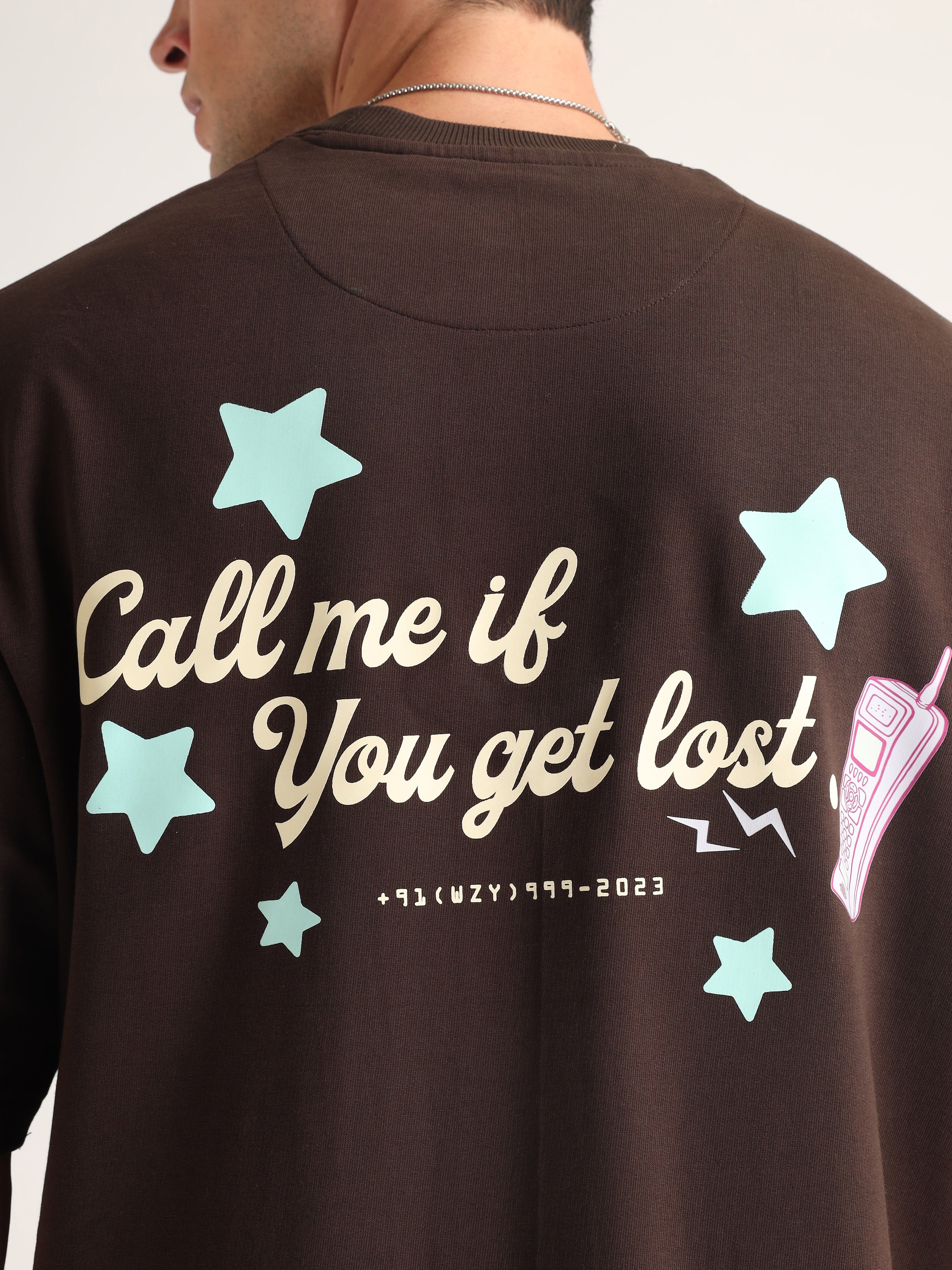 Chocolate Brown Call Me Oversized T-Shirt
