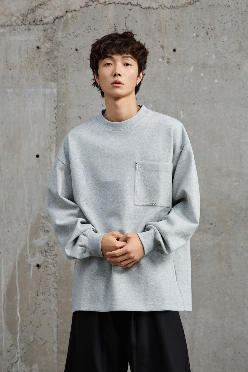 Unisex Grey Pullover With Button Accents Back view | Weezy