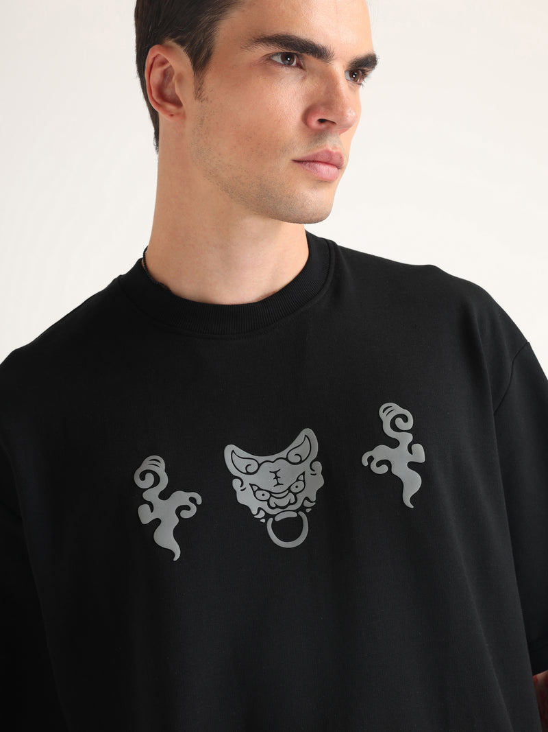 Jet Black Great Chaos Oversized T-Shirt Back view | Weezy
