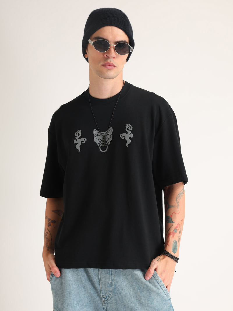 Jet Black Great Chaos Oversized T-Shirt Detail view | Weezy