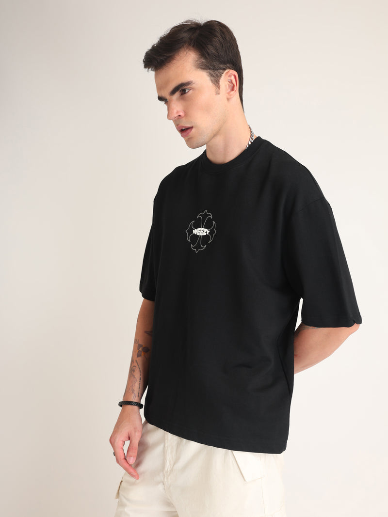 Jet Black Darkness Oversized T-Shirt Lifestyle view | Weezy