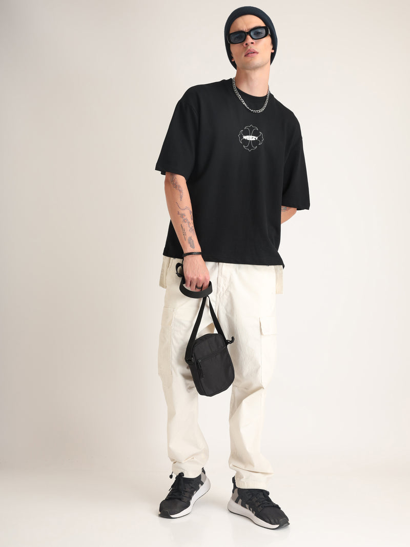Jet Black Darkness Oversized T-Shirt Model view | Weezy