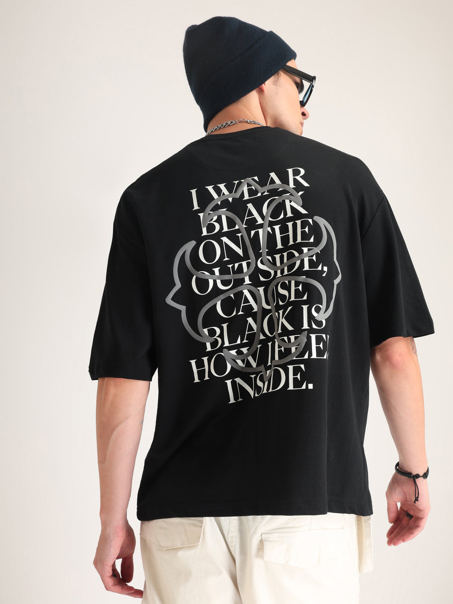 Jet Black Darkness Oversized T-Shirt Front view | Weezy
