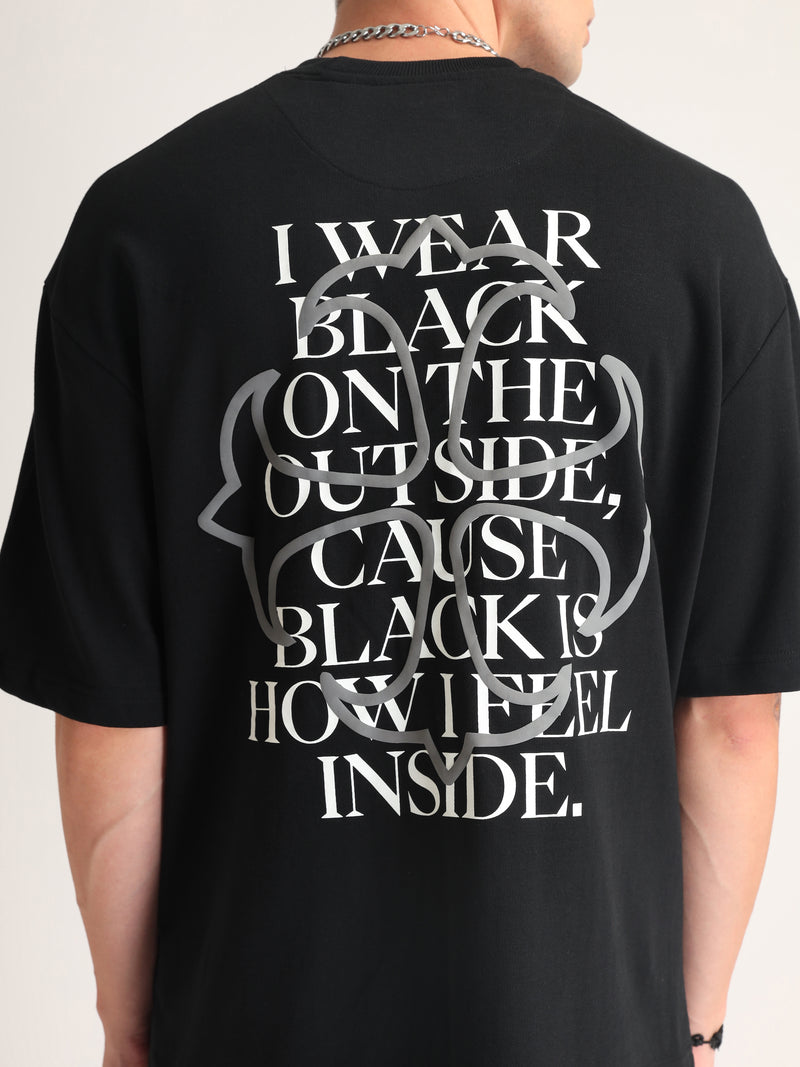 Jet Black Darkness Oversized T-Shirt Side view | Weezy