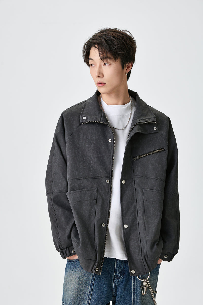 Relaxed Fit Dark Grey Jacket Close-up | Weezy
