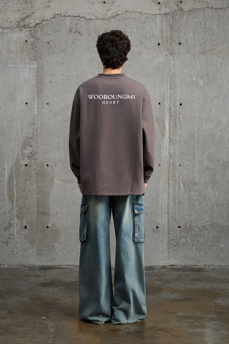 Grey Crewneck Sweatshirt With Pocket Detail Side view | Weezy