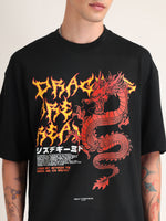Jet Black Dragons Are Real Oversized T-Shirt Back view | Weezy