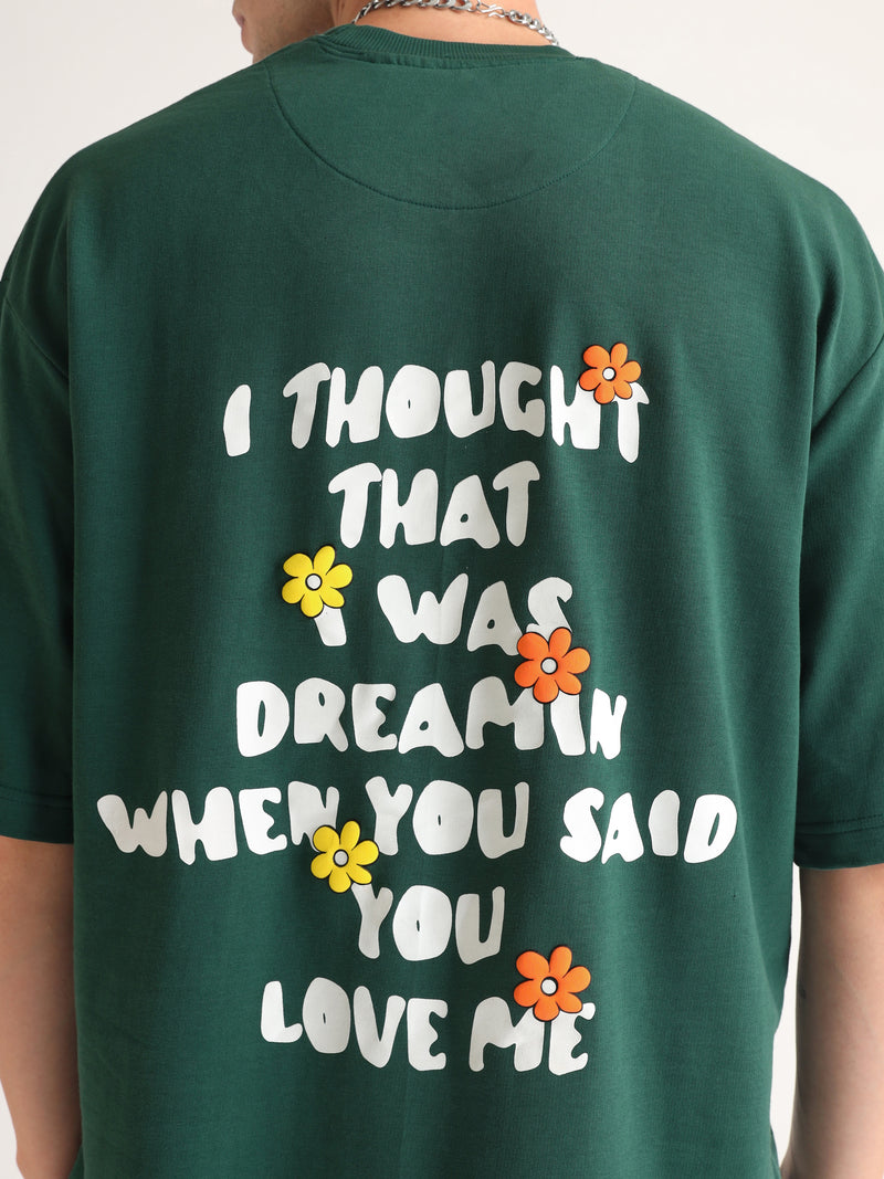 Emerald Green Dreamin Oversized T-Shirt Side view | Weezy