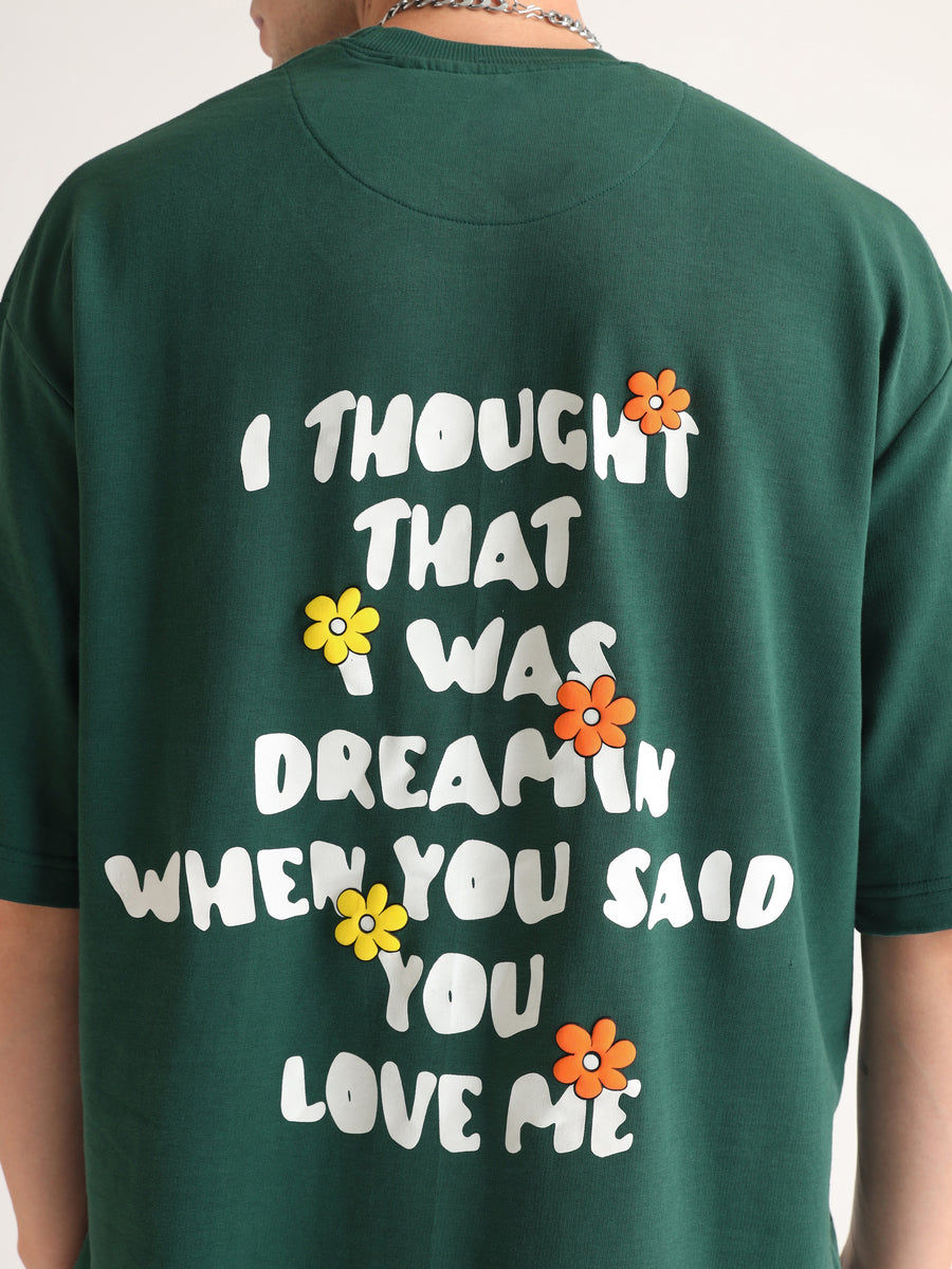 Emerald Green Dreamin Oversized T-Shirt Side view | Weezy