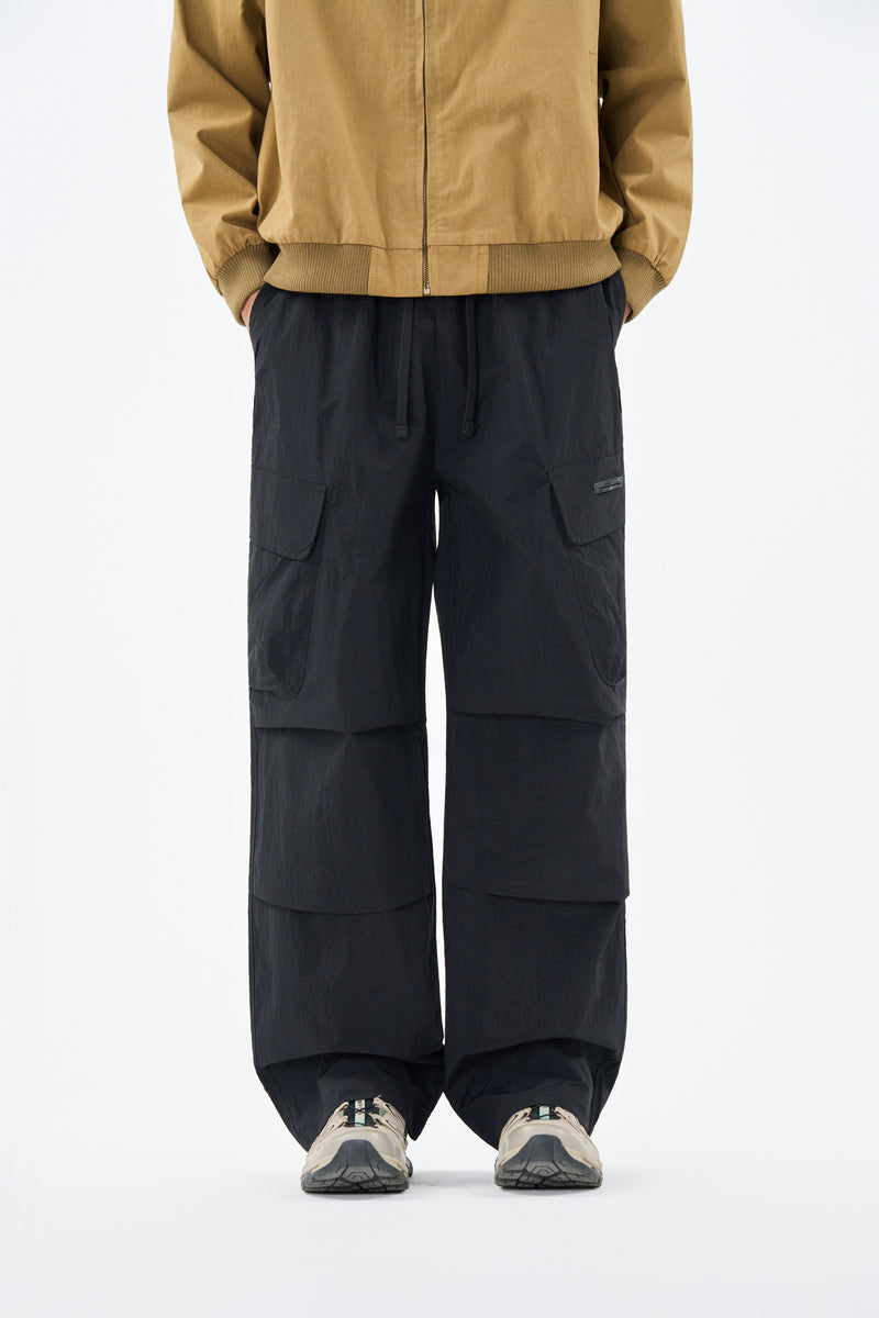 Jet Black Utility Cargo Pants Front view | Weezy