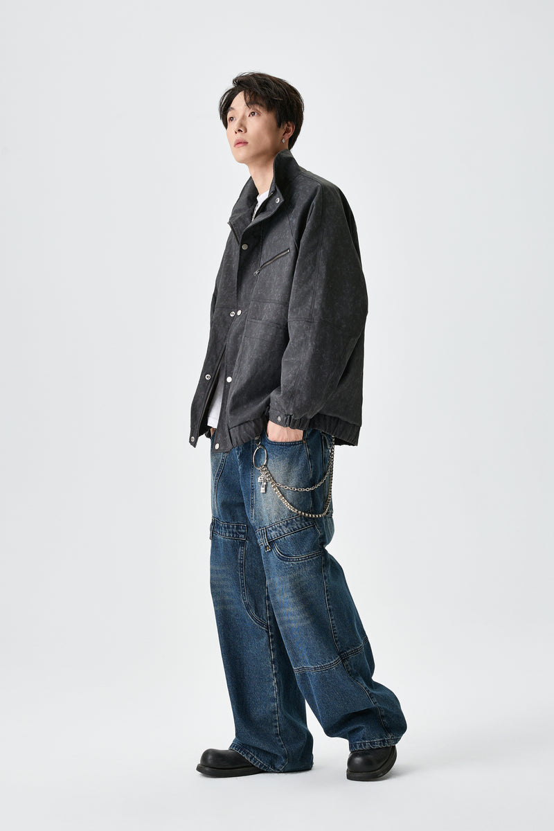 Relaxed Fit Dark Grey Jacket Model view | Weezy