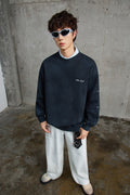 Blue Bleached Crewneck Sweatshirt