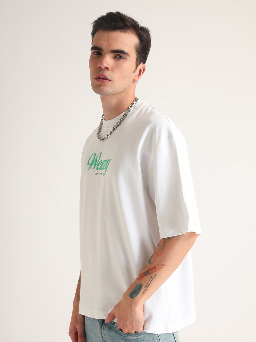 White Growing Regardless Oversized T-Shirt Flat lay | Weezy