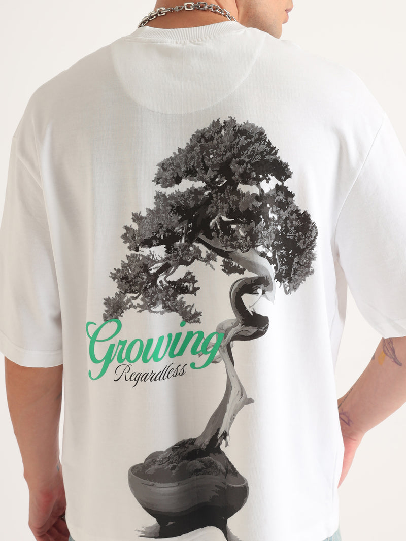 White Growing Regardless Oversized T-Shirt Lifestyle view | Weezy