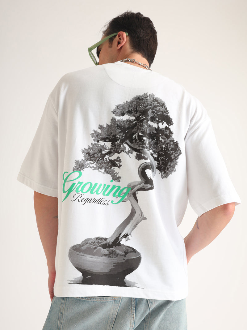 White Growing Regardless Oversized T-Shirt Front view | Weezy