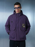 Purple Hooded Cargo Jacket