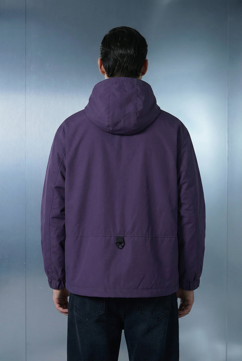 Purple Hooded Cargo Jacket Back view | Weezy