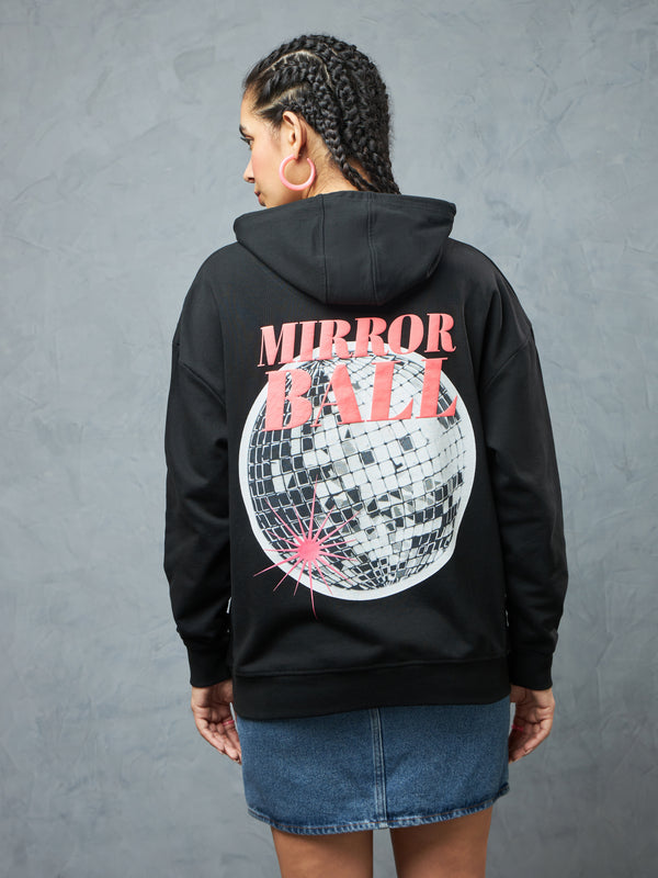 Jet Black Mirror Ball Hoodie