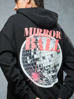 Jet Black Mirror Ball Hoodie Model view | Weezy