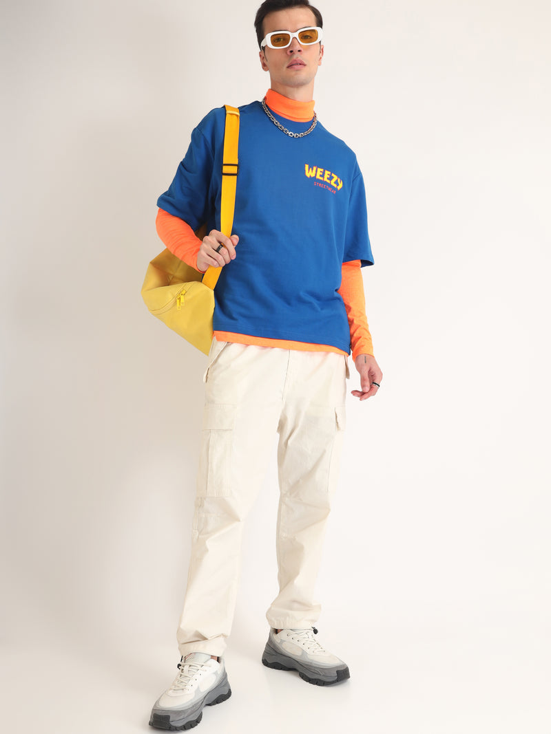 Imperial Blue Miss the Rage Oversized T-Shirt Model view | Weezy