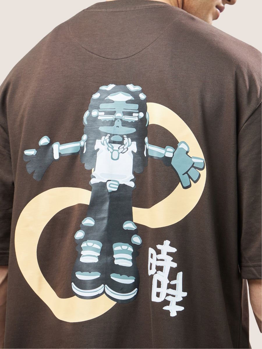 Chocolate Brown Infinity Links Oversized T-Shirt Lifestyle view | Weezy
