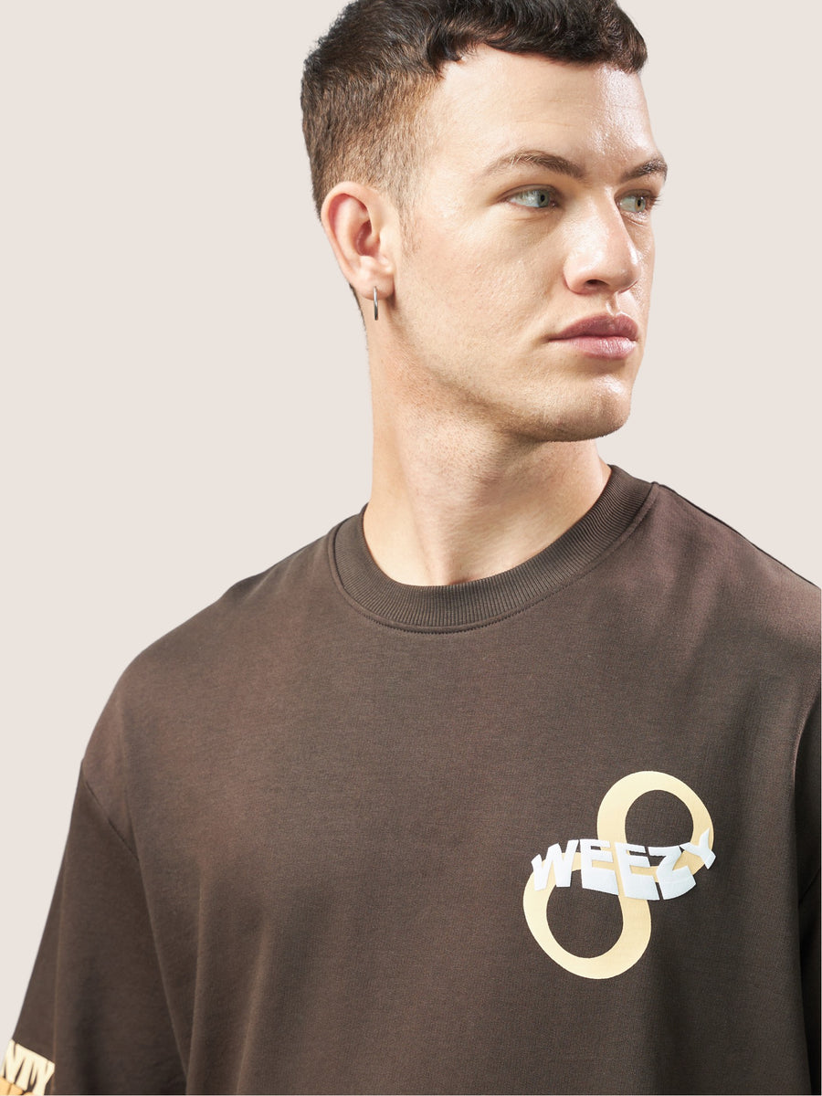 Chocolate Brown Infinity Links Oversized T-Shirt Back view | Weezy