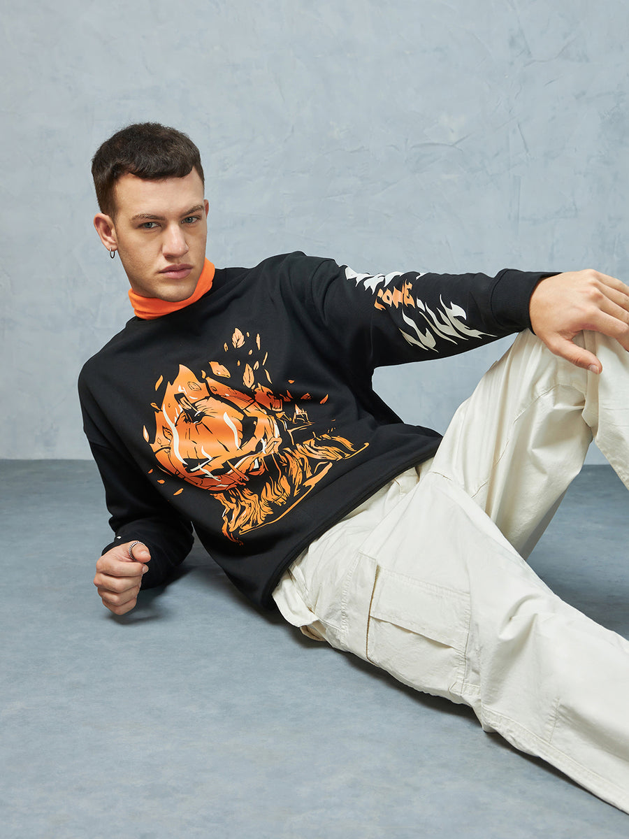 Jet Black Pumpkin Sweatshirt Front view | Weezy