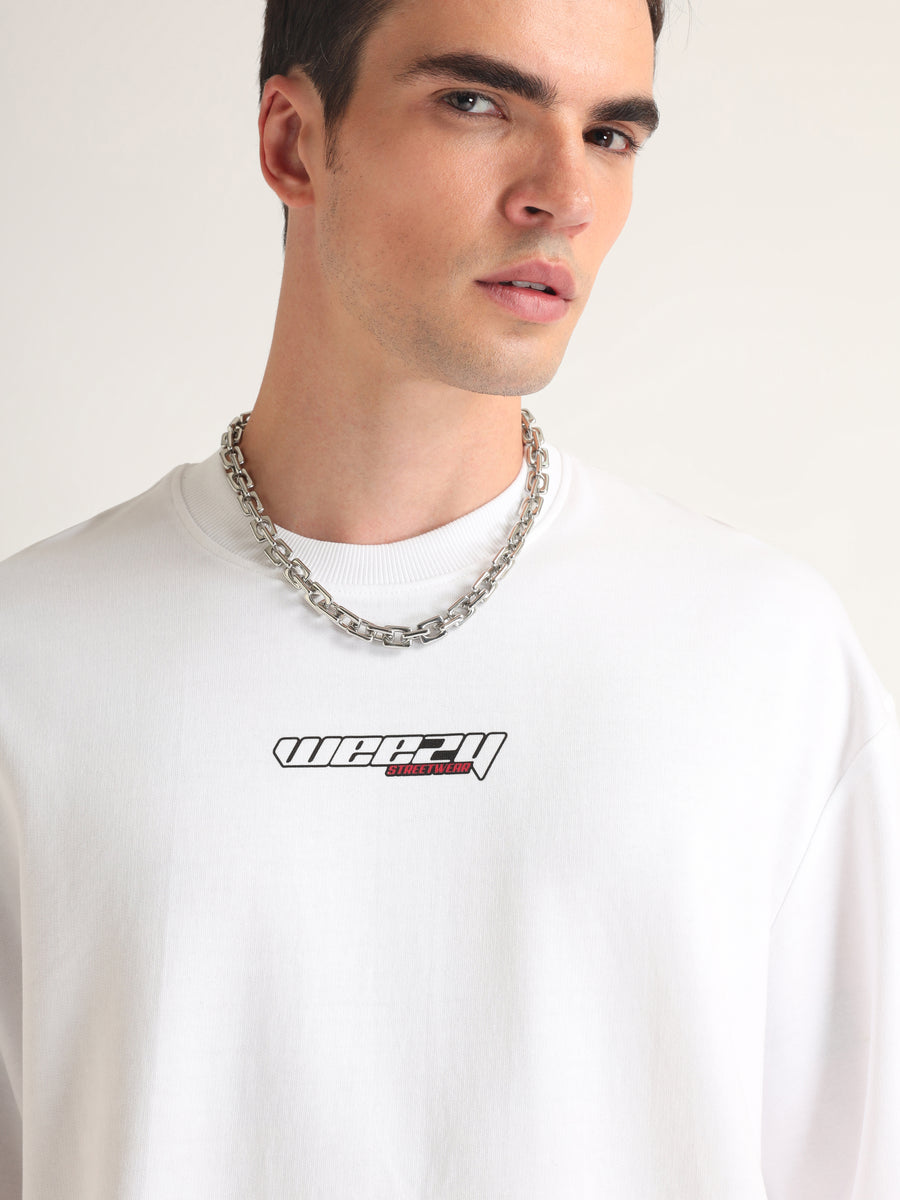 White Ramen Power Oversized T-Shirt Side view | Weezy