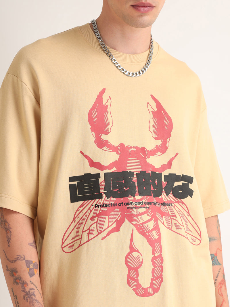 Beige Scorpion Oversized T-Shirt Detail view | Weezy