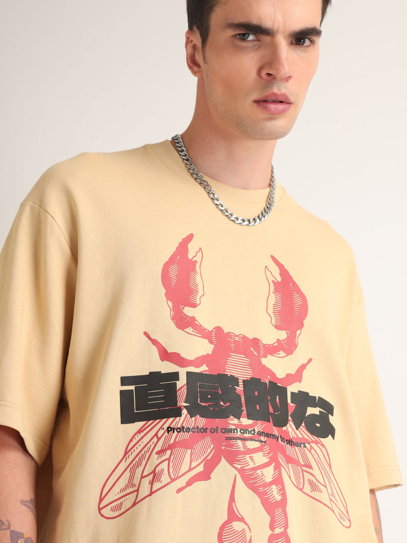 Beige Scorpion Oversized T-Shirt Side view | Weezy
