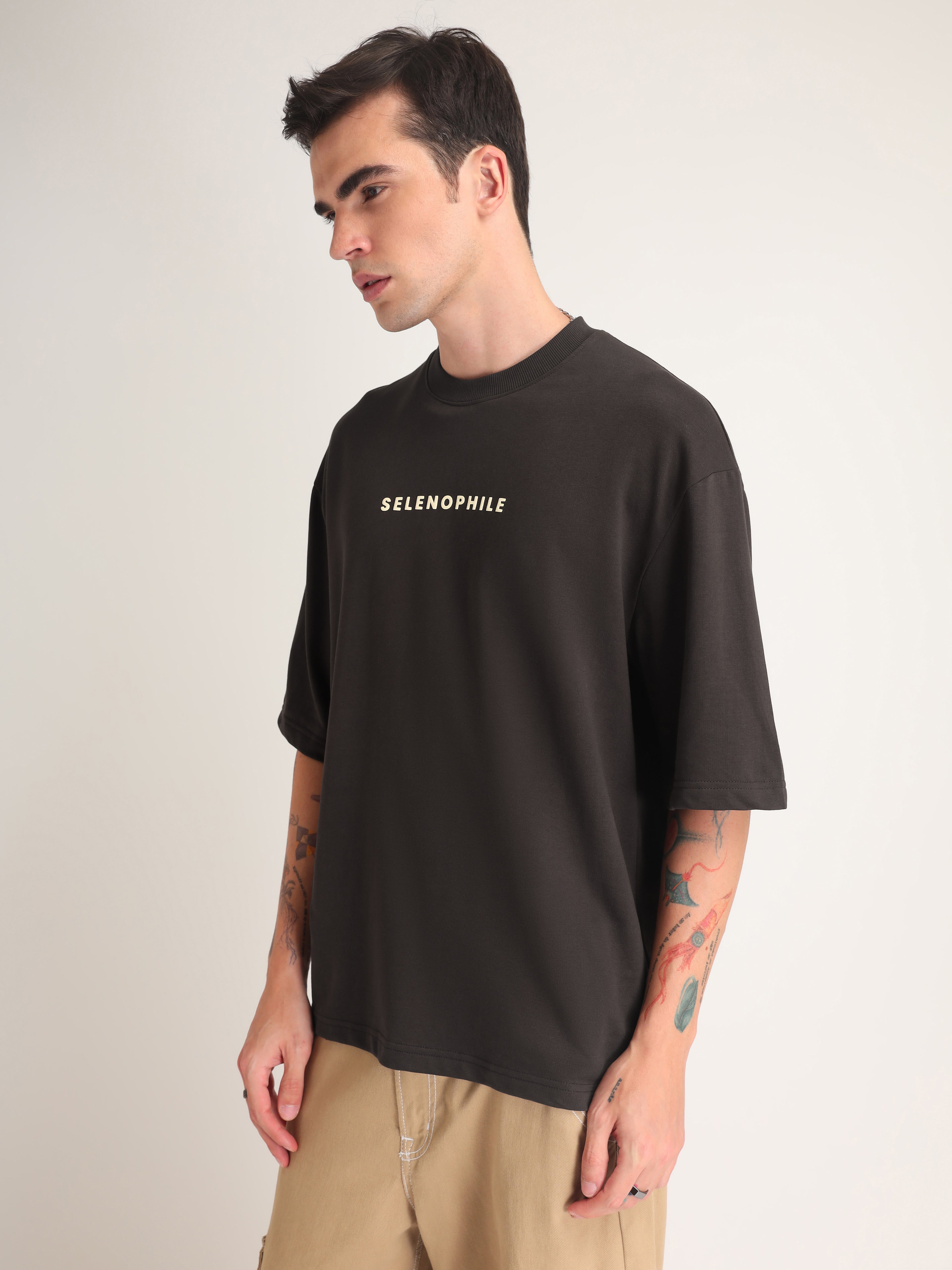 Chocolate Brown Selenophile Oversized T-Shirt