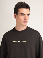 Chocolate Brown Selenophile Oversized T-Shirt Close-up | Weezy