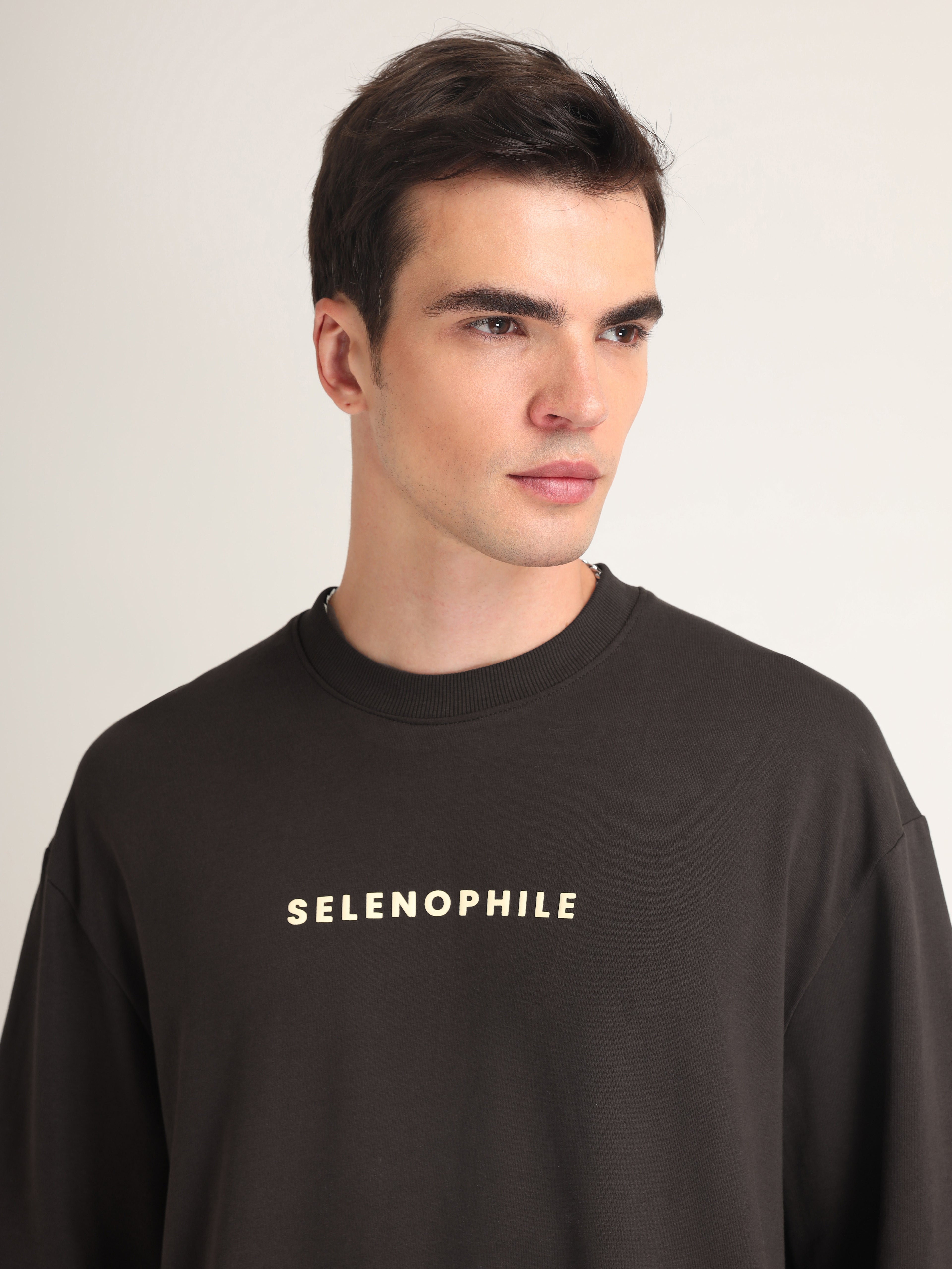 Chocolate Brown Selenophile Oversized T-Shirt