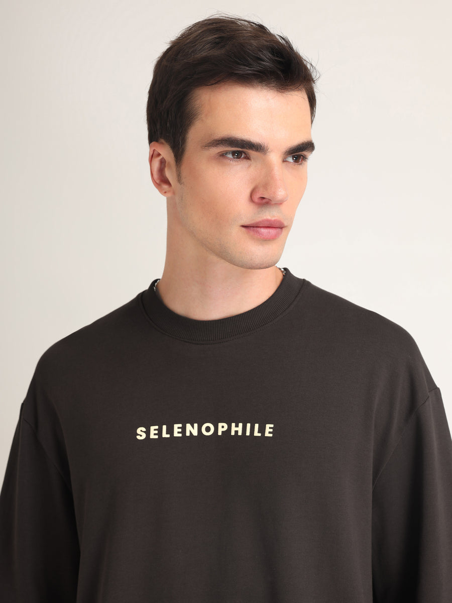 Chocolate Brown Selenophile Oversized T-Shirt Close-up | Weezy