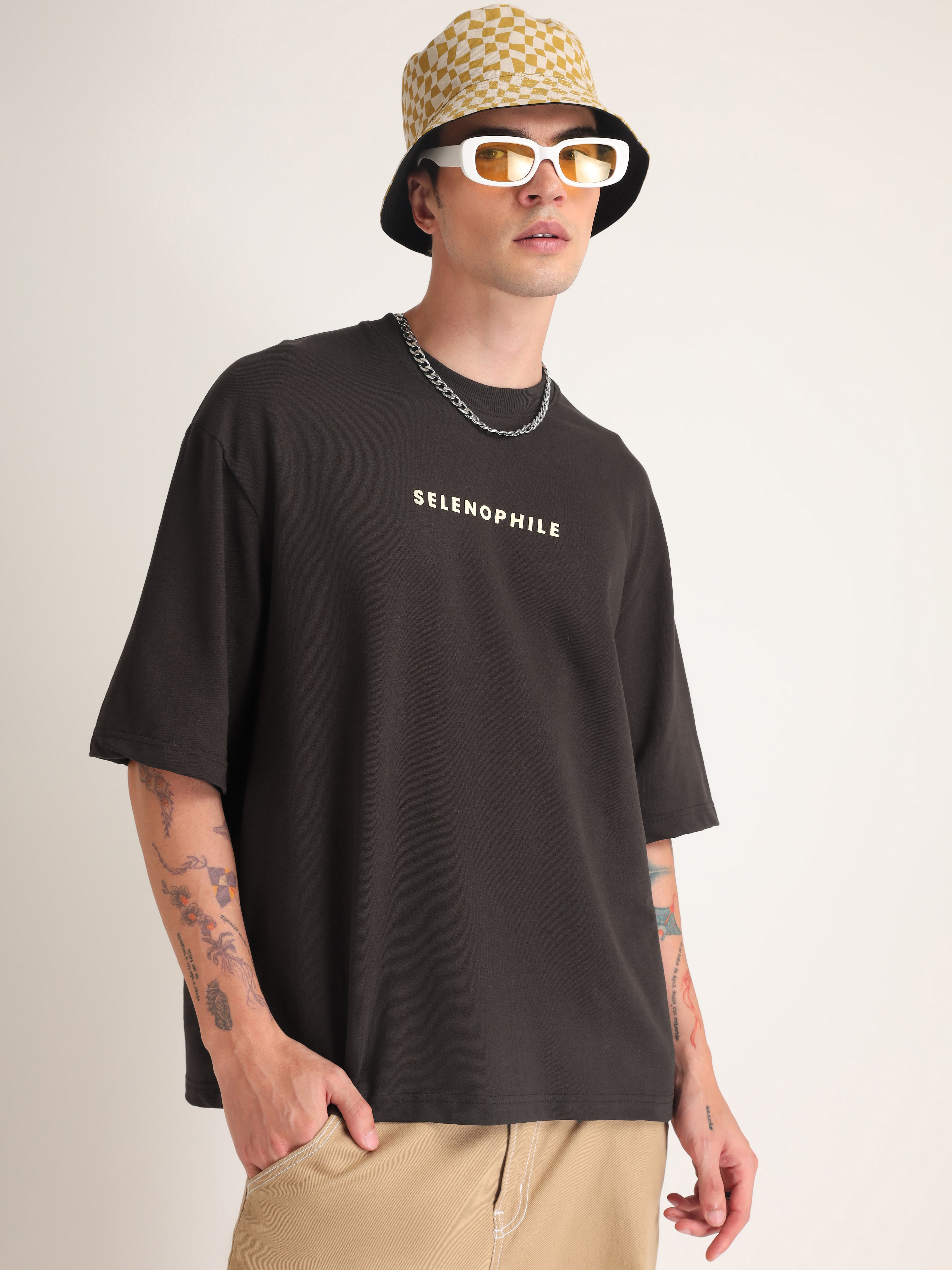 Chocolate Brown Selenophile Oversized T-Shirt