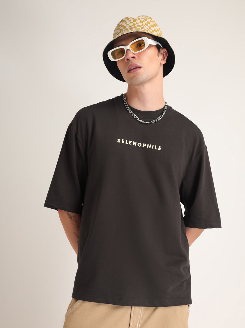 Chocolate Brown Selenophile Oversized T-Shirt Back view | Weezy