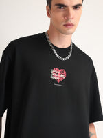 Jet Black Shiver Down Oversized T-Shirt Back view | Weezy