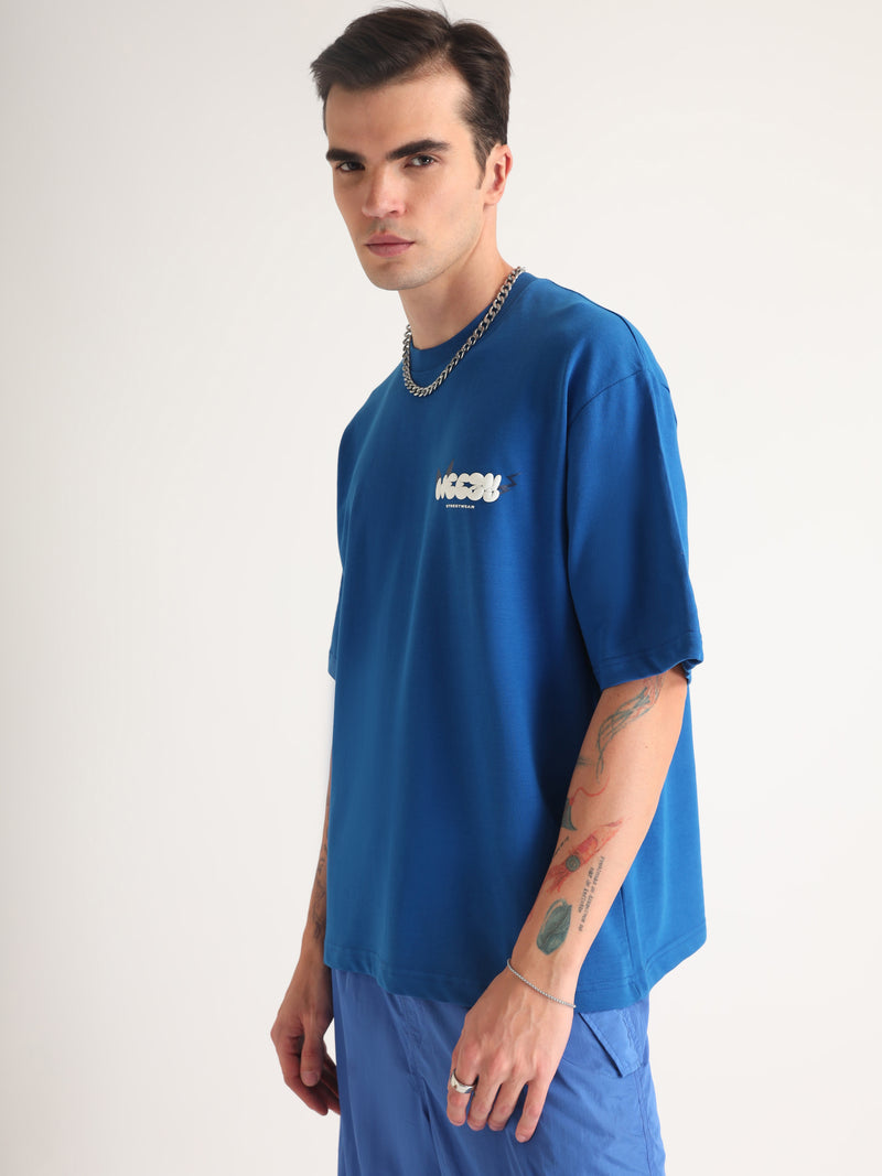 Imperial Blue Astro Thunder Oversized T-Shirt Side view | Weezy